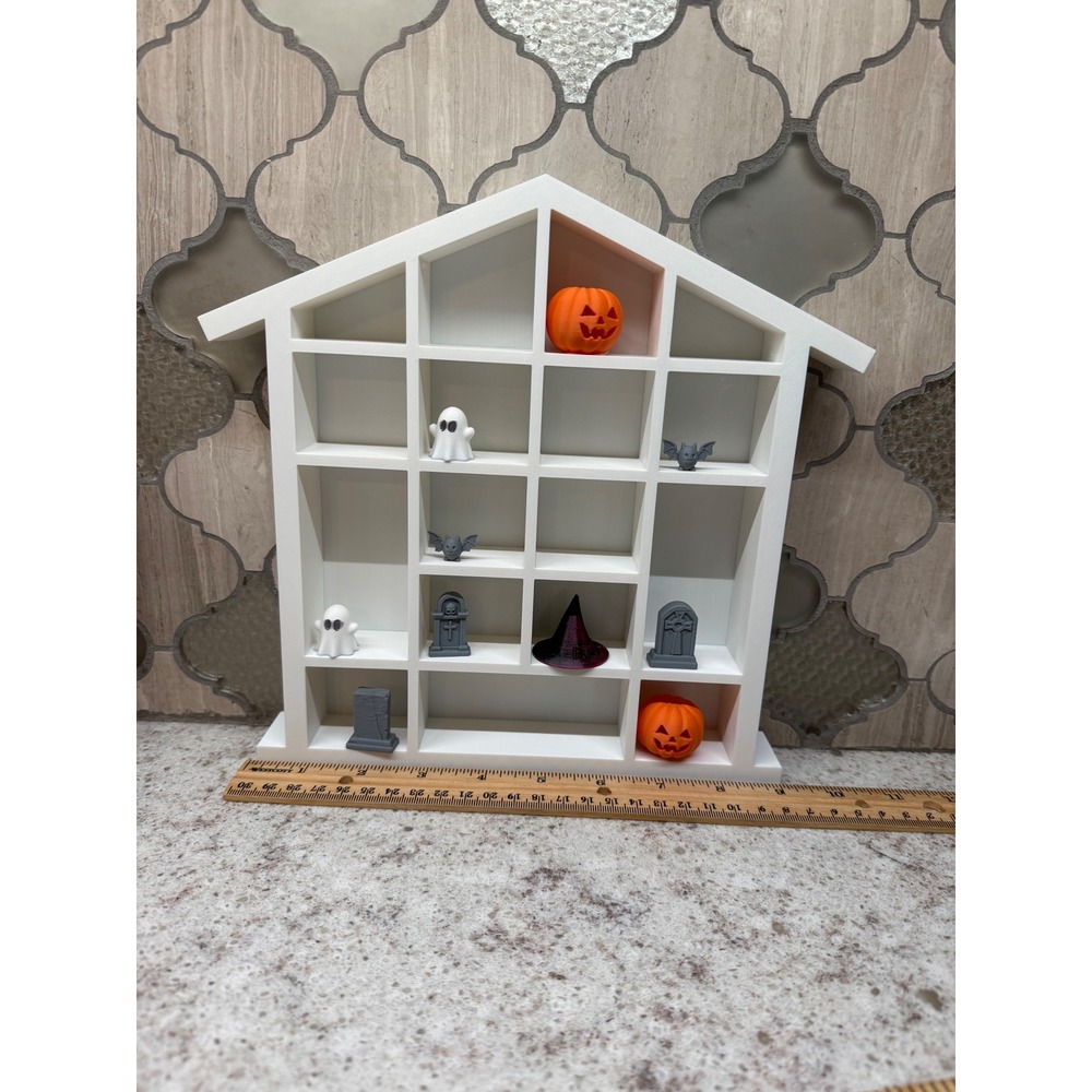 Halloween 3D Printed Shadow Box House with 10 Mini Spooky Figurines Decor